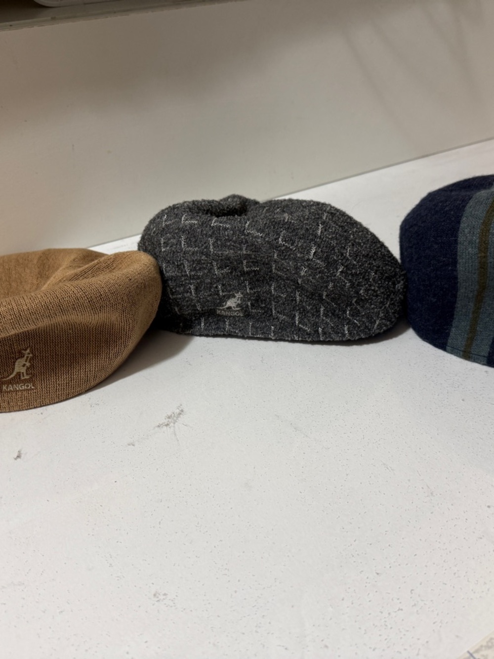 3 different colors and material Kangol Charcoal Tweed Patterned Beret